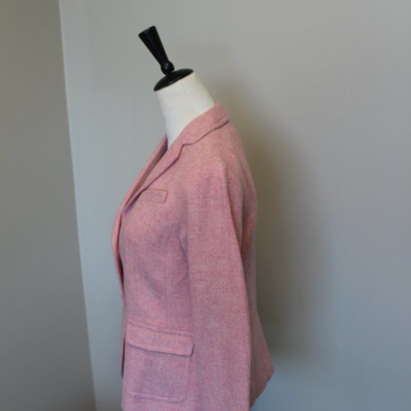 Talbots Pink Shetland Herringbone Wool Blend Two Button Blazer, SZ 4P - Picture 5 of 12